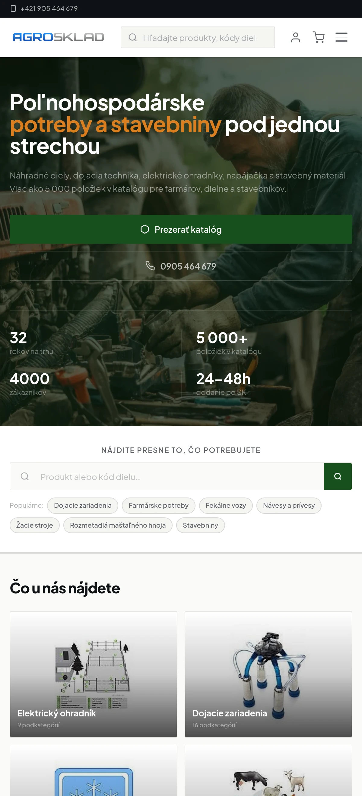 Mobilné zobrazenie e-shopu Agrosklad.sk