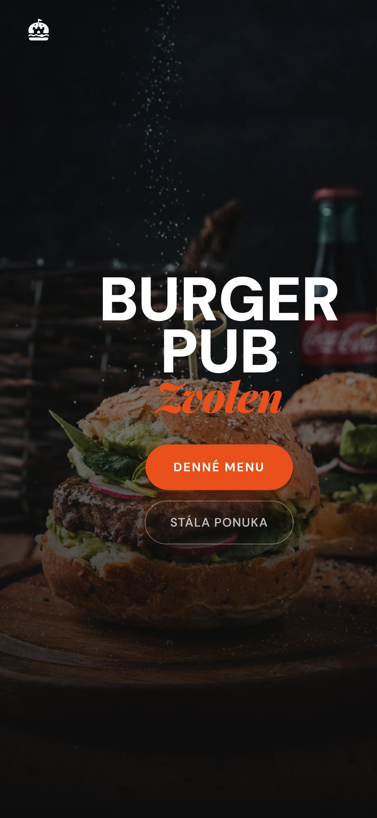 Mobilné zobrazenie webu Burger Pub Zvolen