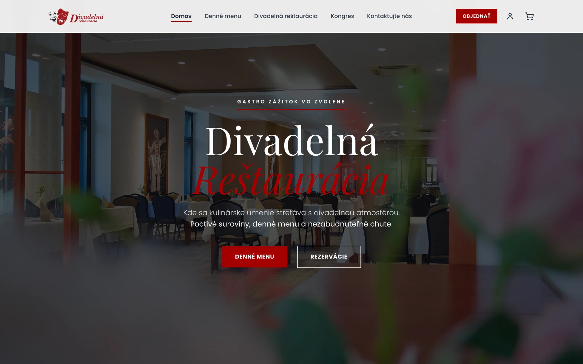 Úvodná stránka webu Divadelnej reštaurácie vo Zvolene