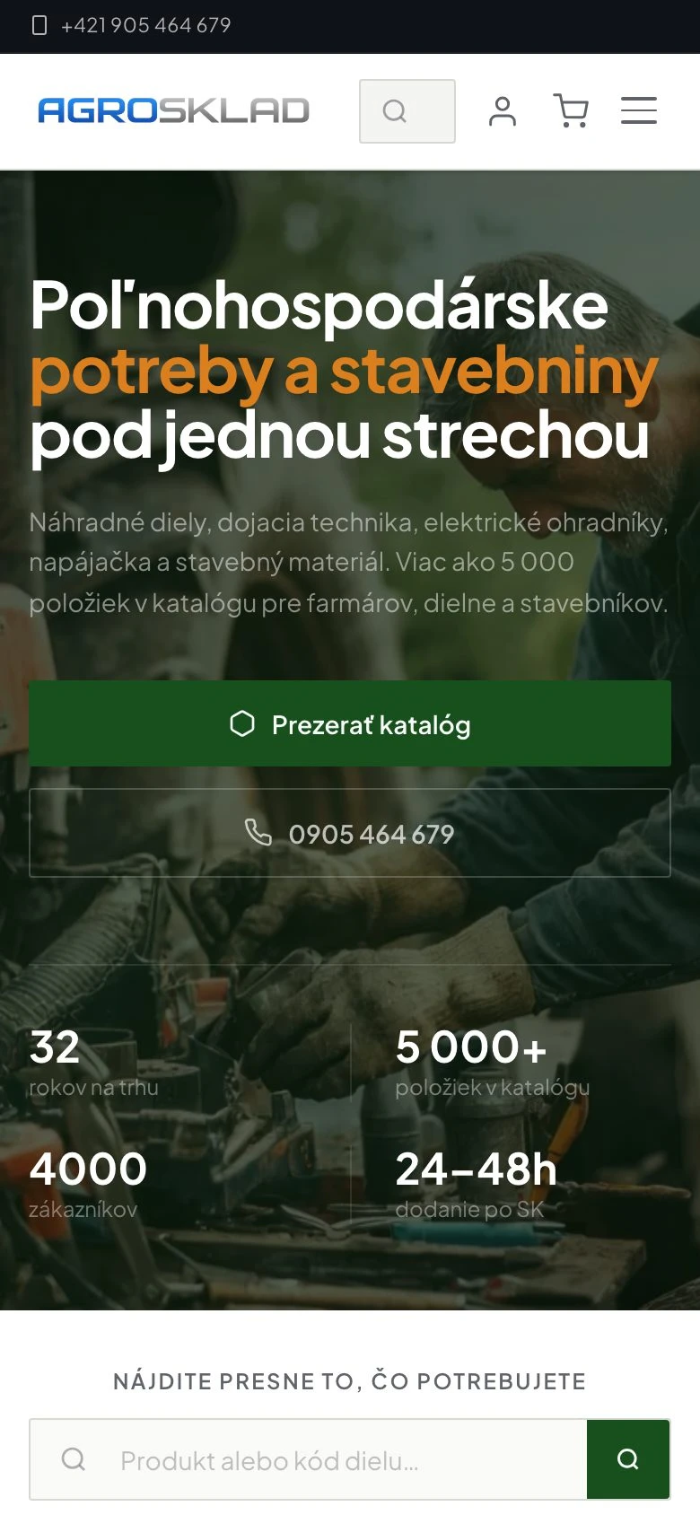 Nákup na mobile, AGROSKLAD - Poľnohospodárske potreby a náhradné diely