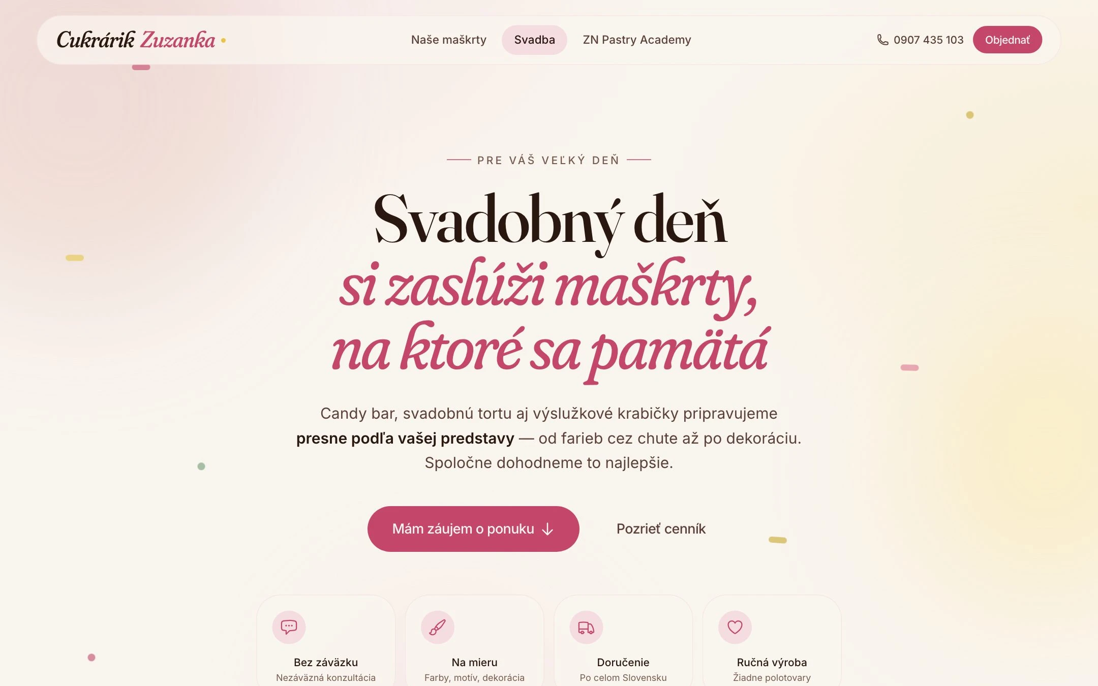 Svadba, Cukrárik Zuzanka - Ručná cukrárenská výroba