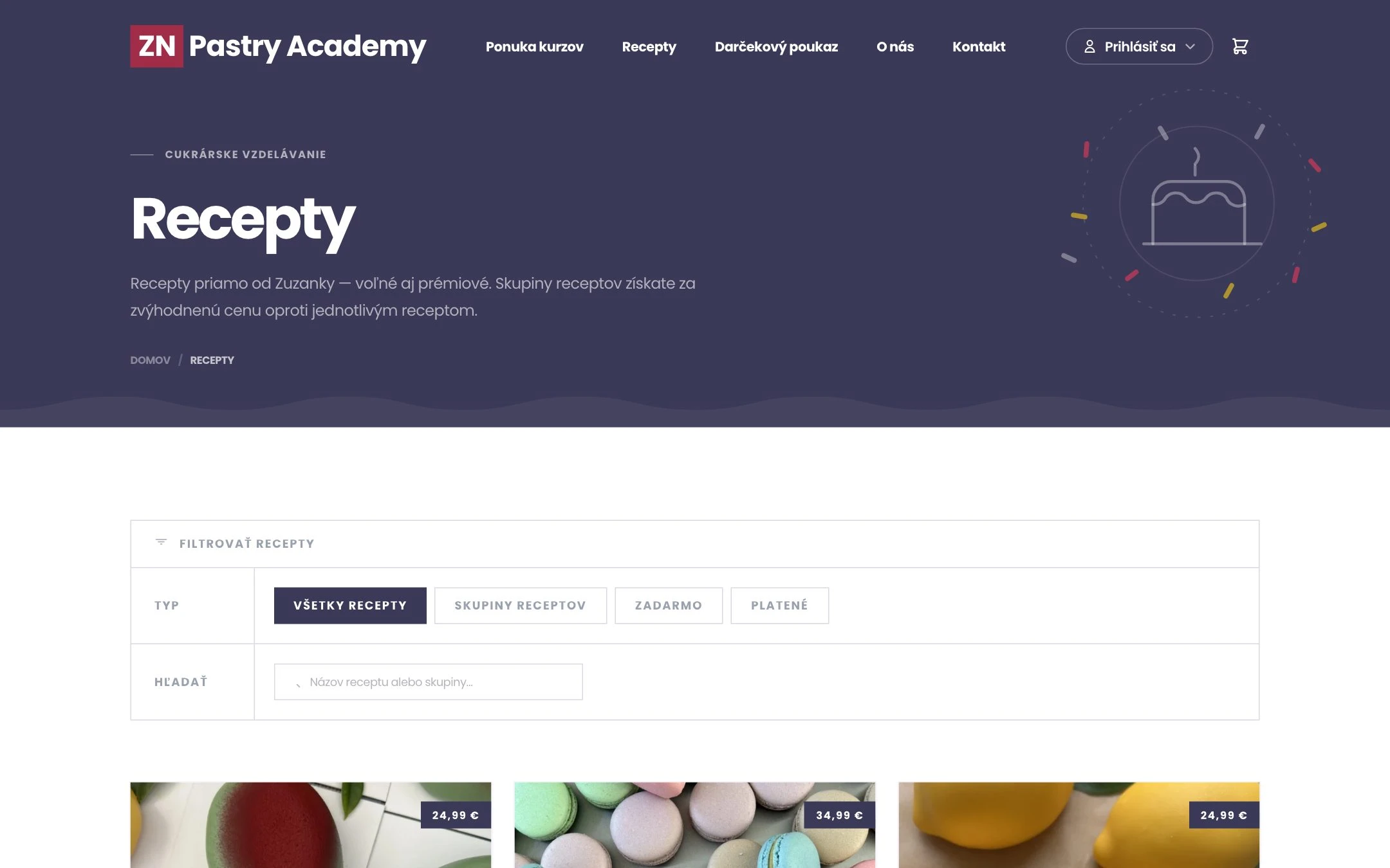 Recepty, Zuzana Nemcová Pastry Academy - Kurzy cukrárstva