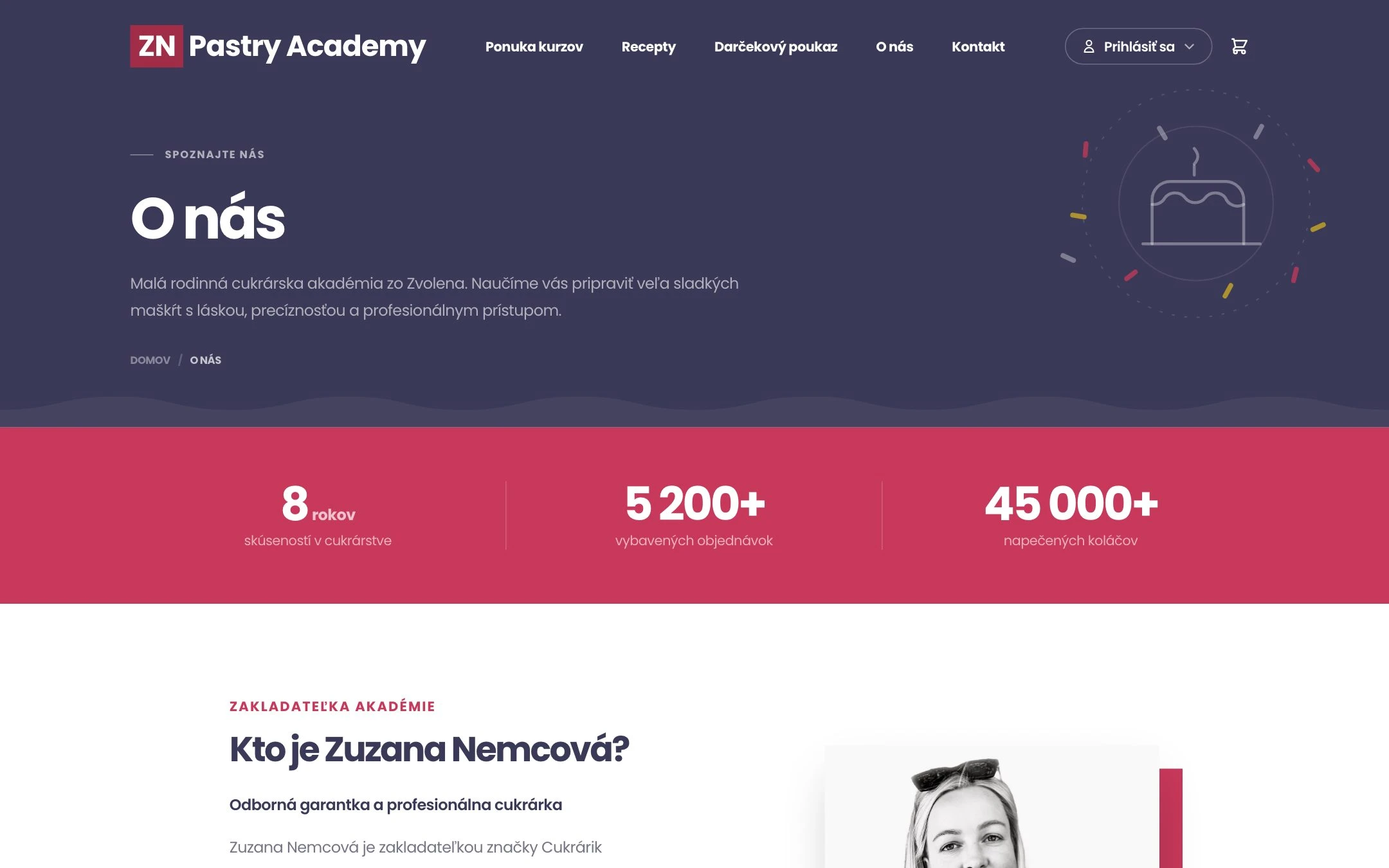O nás, Zuzana Nemcová Pastry Academy - Kurzy cukrárstva