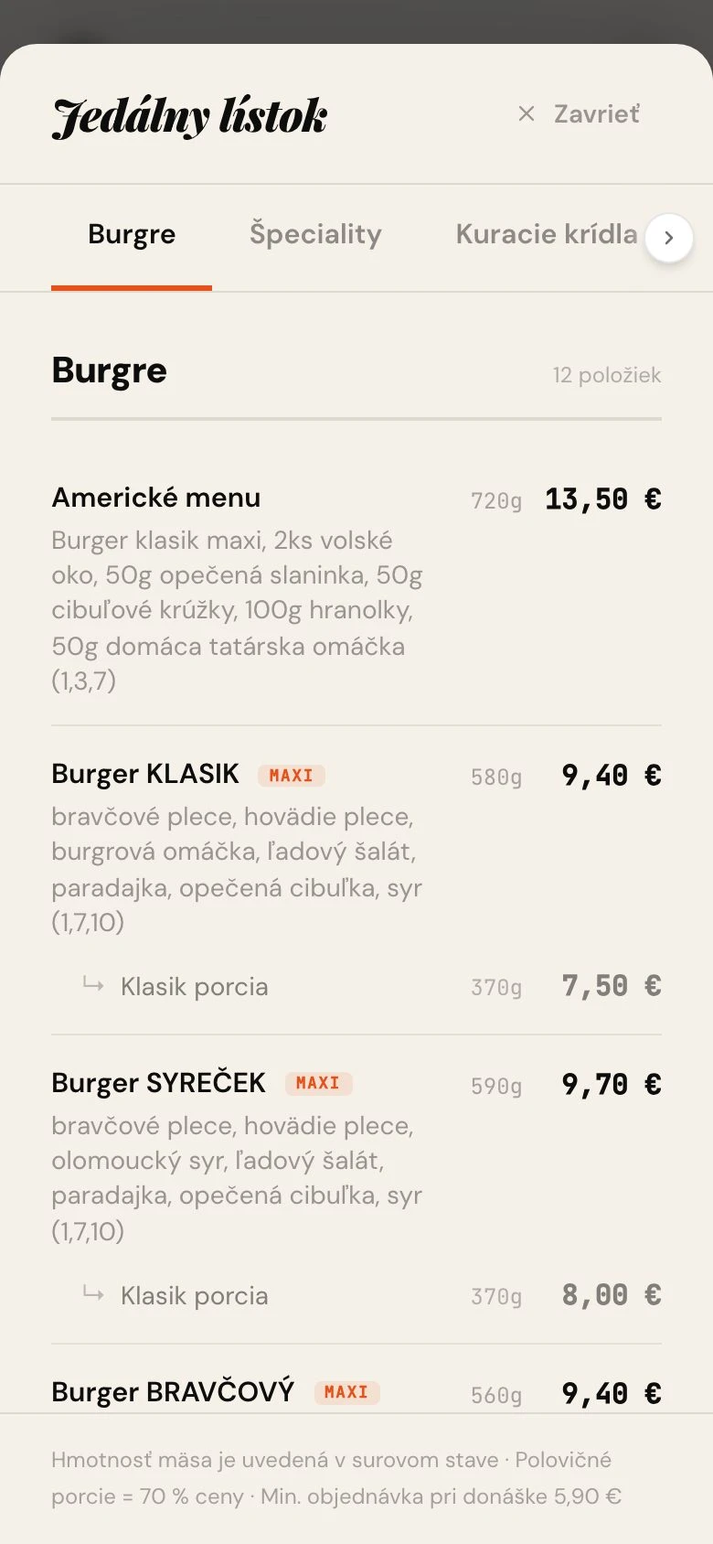 Stála ponuka a nápoje, Burger Pub Zvolen - Smash burgre a craft pivo