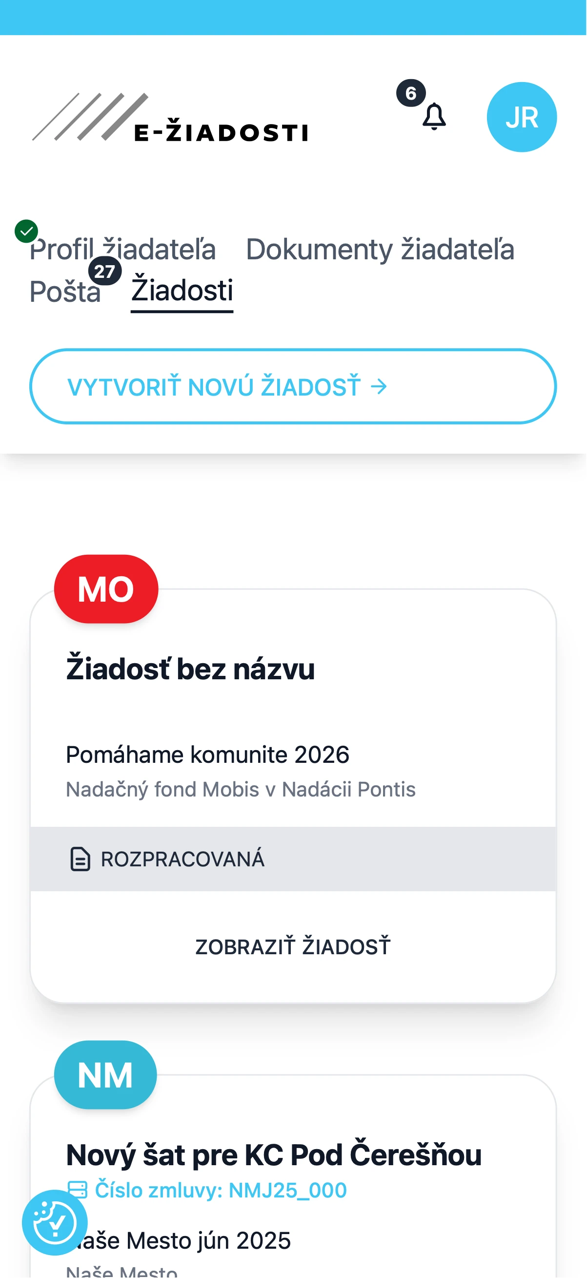 Grantový portál E-žiadosti mobile